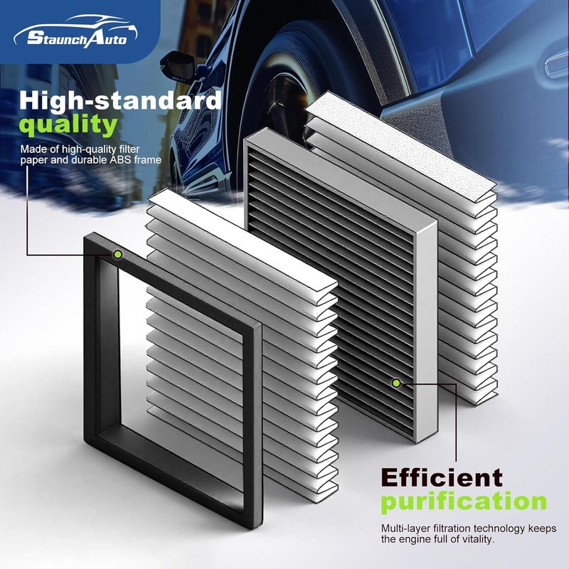 StaunchAuto Engine&Cabin Air Filter for Rogue 2.5L(2014-20), Rogue 2.0L Hybrid(2017-19), Rogue Sport 2.0L(2017-22), Qashqai 2.0L(2017-23) Air filter Replacement CF11854 CA11858 Automotive Accessories - Image 3